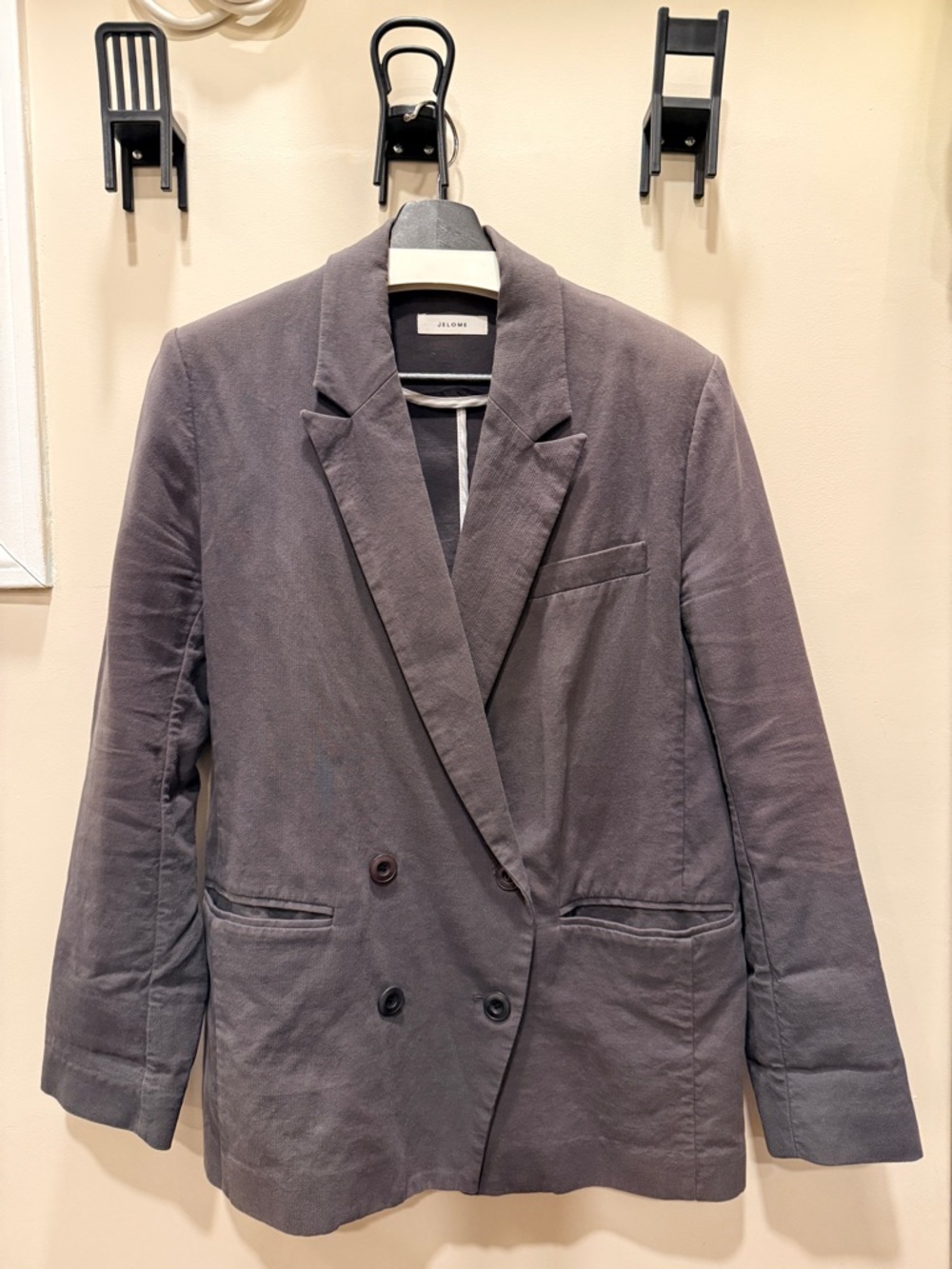 Gray Double-Breasted Corduroy Blazer